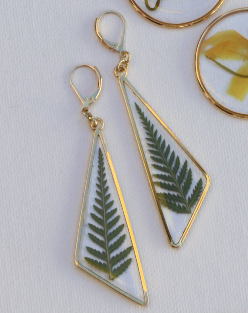 Fern Oblong Triangle Earrings