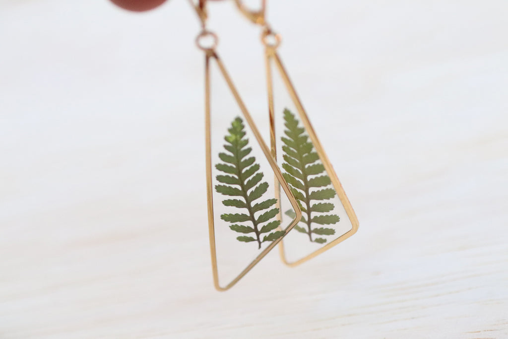 Fern Oblong Triangle Earrings