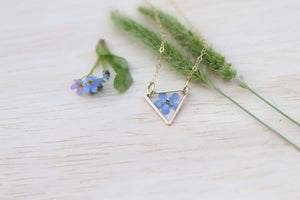 Forget me not triangle necklace