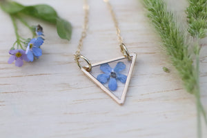 Forget me not triangle necklace