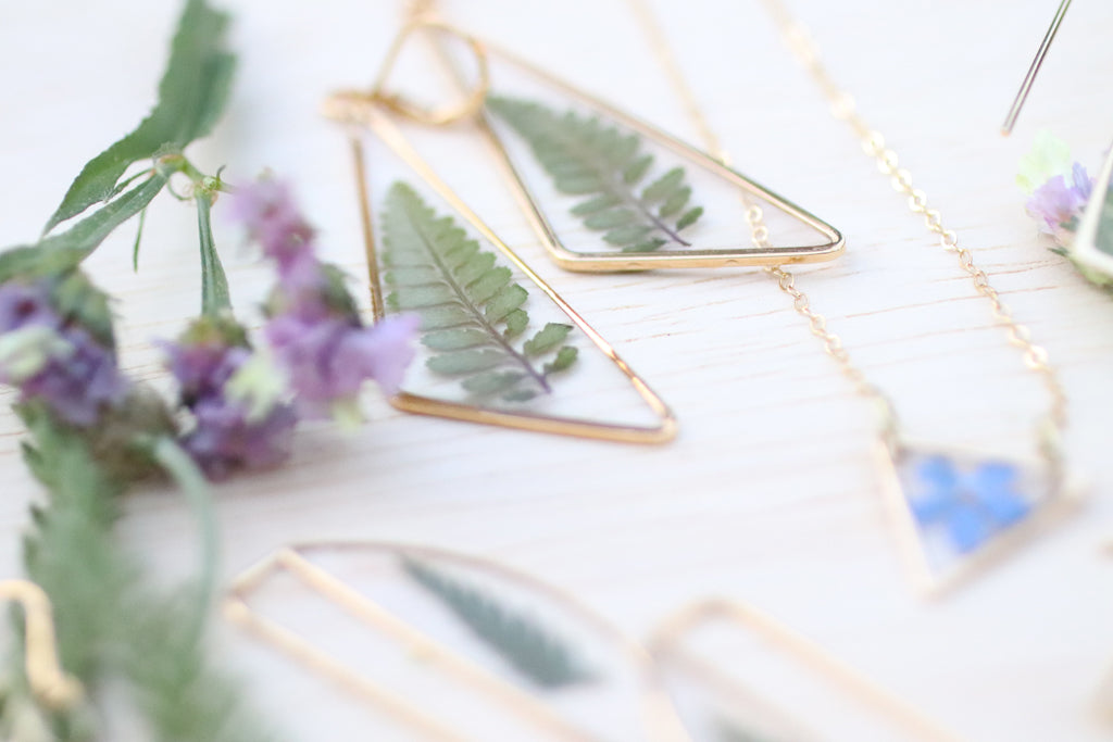 Fern Oblong Triangle Earrings