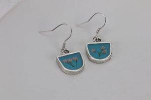 Aqua blue and rice flower earrings
