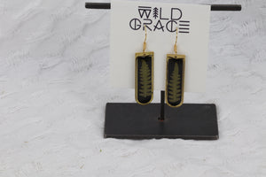Western Bracken Fern Arch Earrings on Black Resin