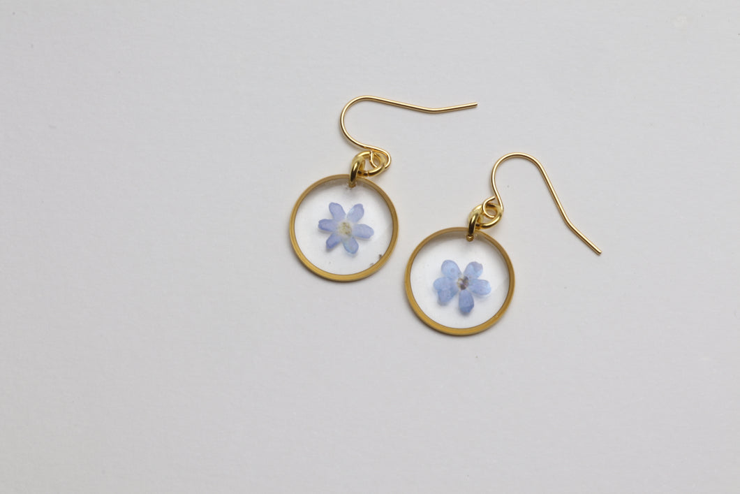 Forget me not flower earrings - Dainty Dangle and Drop