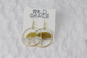 Ginko Biloba Leaf Botanical Earrings