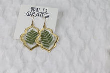 Load image into Gallery viewer, Fern Ornate Gold Plated Dangle Earrings
