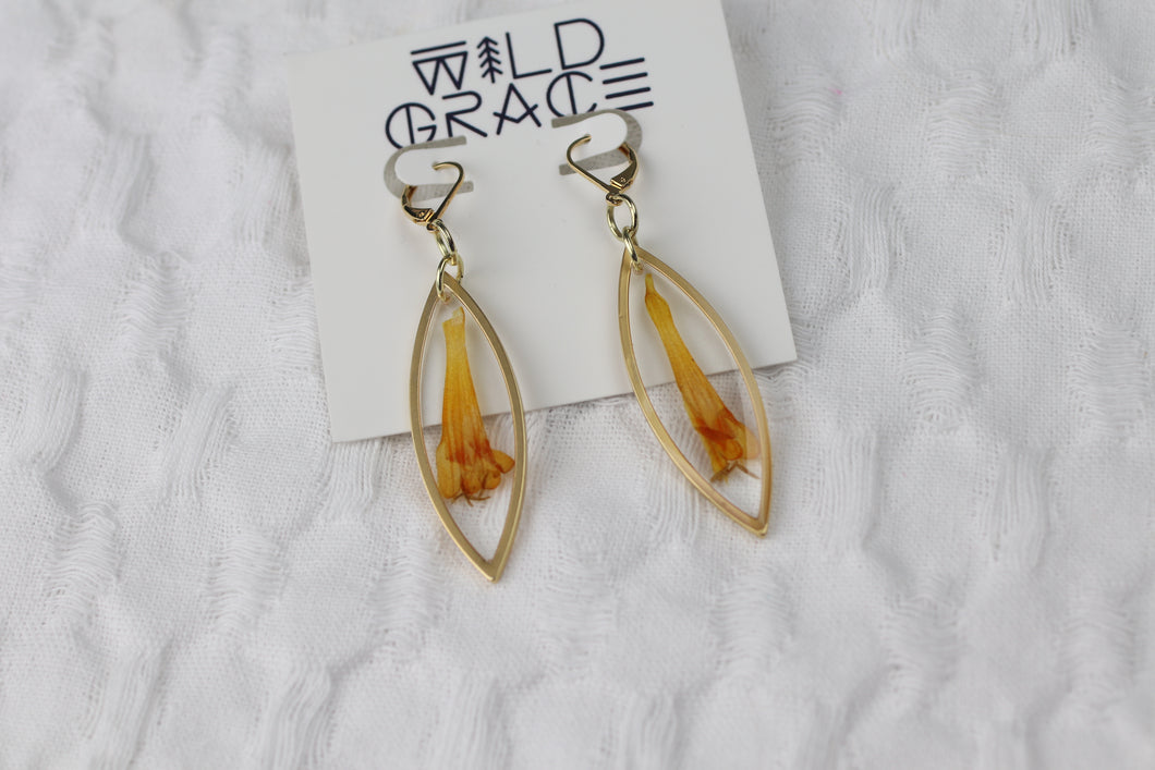 Honeysuckle Marquise Earrings - Gold Plated