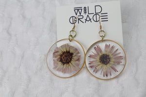 Strawberry Blonde Calendula Flower Botanical Earrings