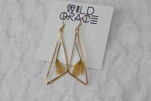Yellow Bell Wildflowers Oblong Triangle Earrings