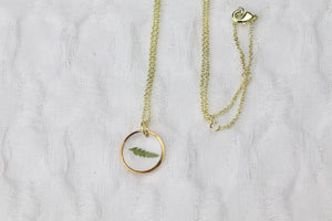 Fern Circle Charm Necklaces - gold