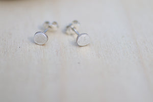 Minimalist silver matte dot stud earrings